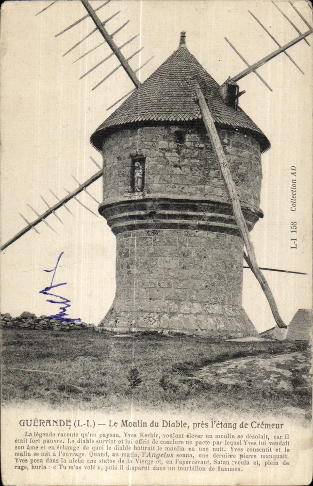 Guérande (L-I) — Le Moulin du Diable, nahe dem Crémieux-See — Collection AD, n° L-I 158 - Vorderseite