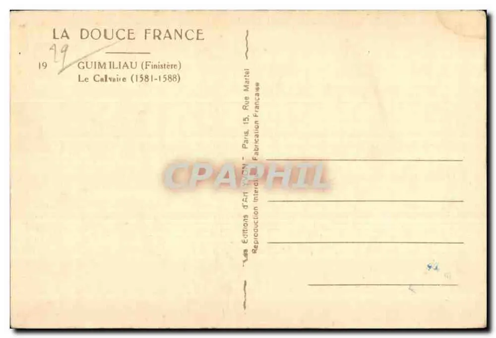 Calvaire de Guimiliau — Cruz monumental esculpida — Éditions d'Art Guimiliau - Verso
