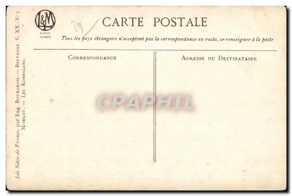 Les Korrigans — Bretagne — por Eug. Bourgeois — Les Éditions Morgat - Verso