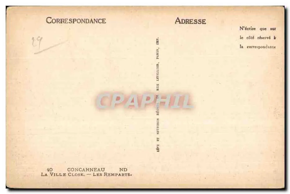 Concarneau — Die geschlossene Stadt — Die Mauern — Verleger: Lévy et Neudien, Paris - Rückseite