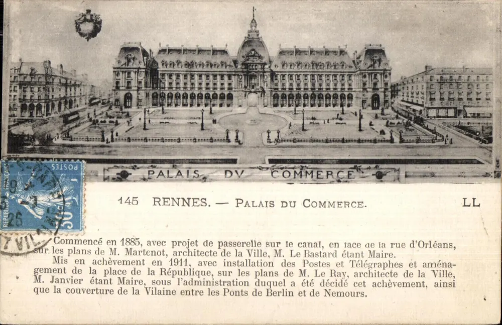Rennes — Palácio do Comércio — editor LL, n° 145 - Frente