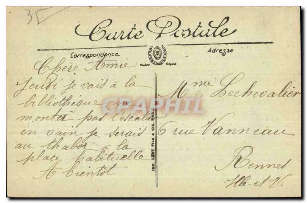 Rennes — Palácio do Comércio — editor LL, n° 145 - Verso