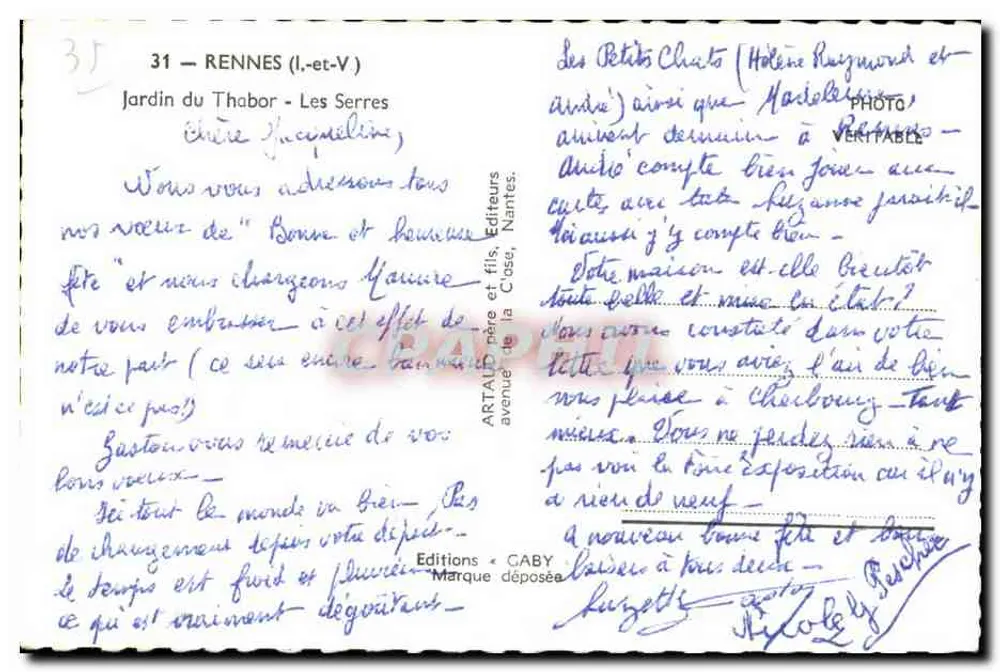 Jardim do Thabor - As Serres — Rennes (Ille-et-Vilaine) — Edições Gaby, Nantes - Verso