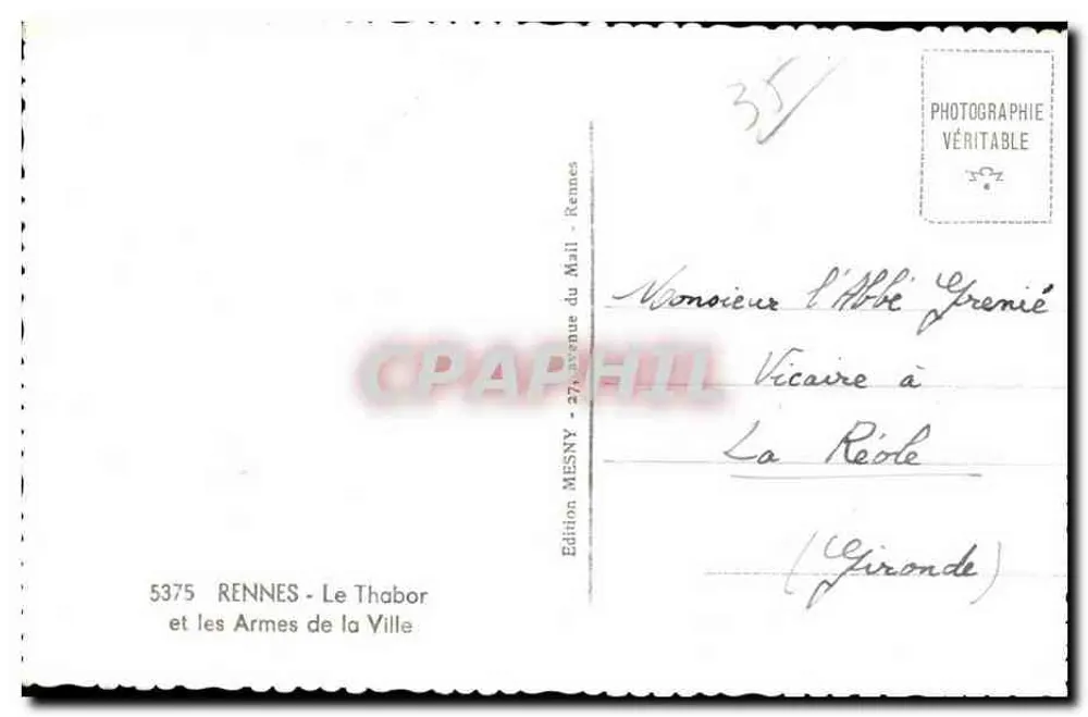 Rennes - As Armas da Cidade — Edição MESNY, n°5375 - Verso