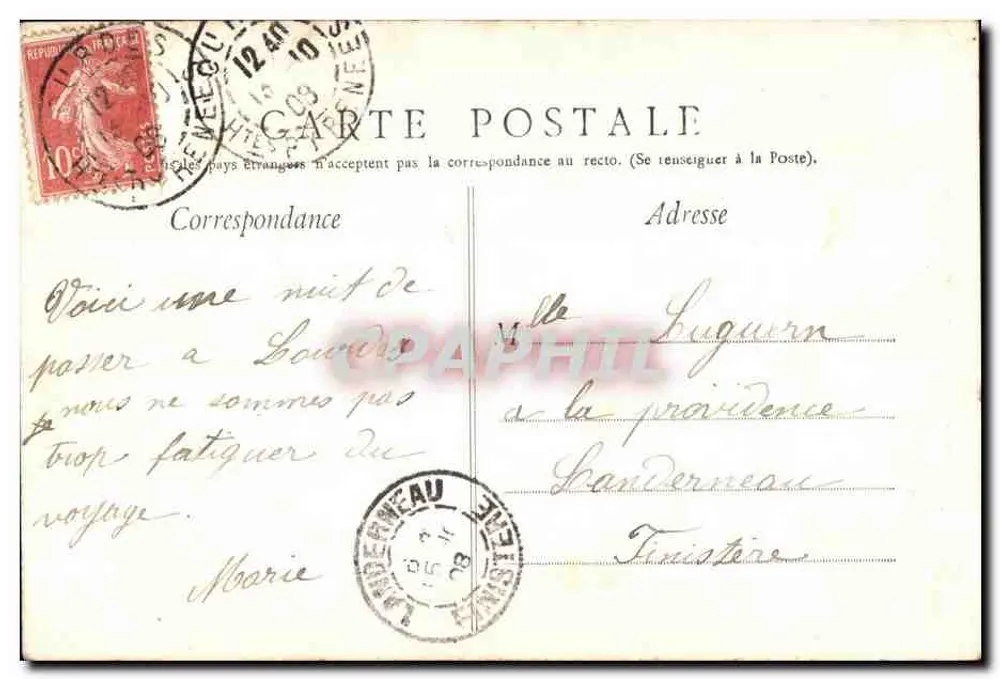 Vaterhaus von Bernadette Soubirous — Lourdes — Ausgabe P. V. - Rückseite