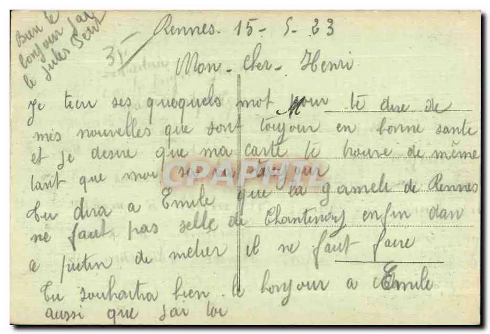 Rennes - Ansicht im Jardin des Plantes — Verlag Regin - Rückseite