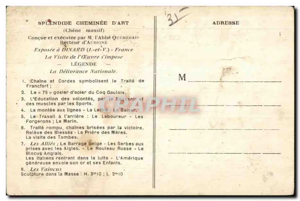 Lareira de arte — Carvalho maciço — Garnier e Coconnier Ed., Rennes - Verso