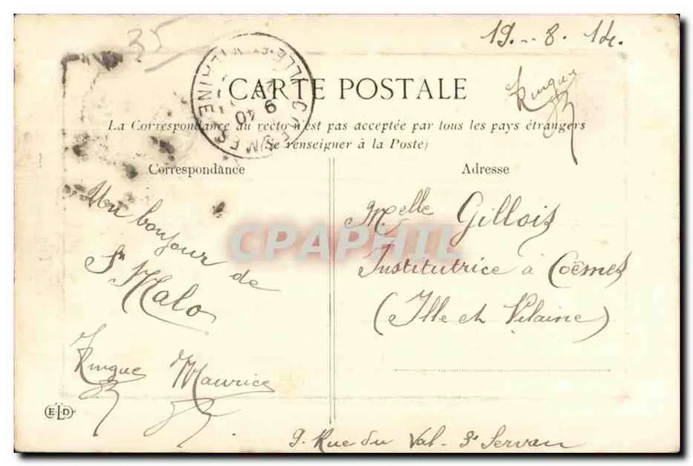 Die Vicomté-en-Dinard — Im Hintergrund Dinard — Unbekannter Verlag, Seriennummer nicht sichtbar - Rückseite