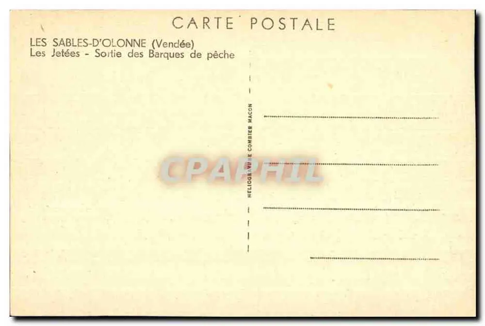 Les Sables-d'Olonne — Saída das barcas de pesca — Hélioğre Vire Combier Macon - Verso