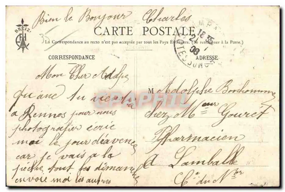Fougères - O Castelo - Vista geral — (Cot. E. Hamonic) — n°816 - Verso