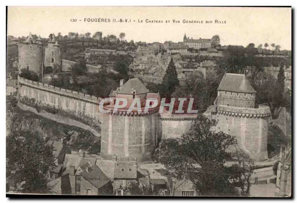 Fougères (Il.-B.V.) — Das Schloss und allgemeiner Blick auf Rillé — Édition Renodet - Vorderseite