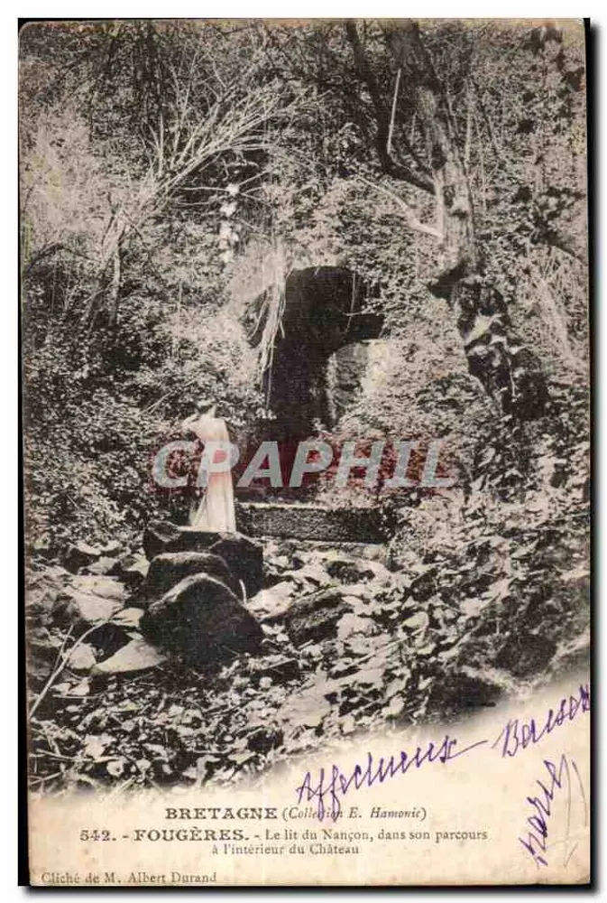 Fougères — Der Nançon-Flusslauf innerhalb des Schlosses — Sammlung E. Hamonic, Foto von M. Albert Durand, n°542 - Vorderseite