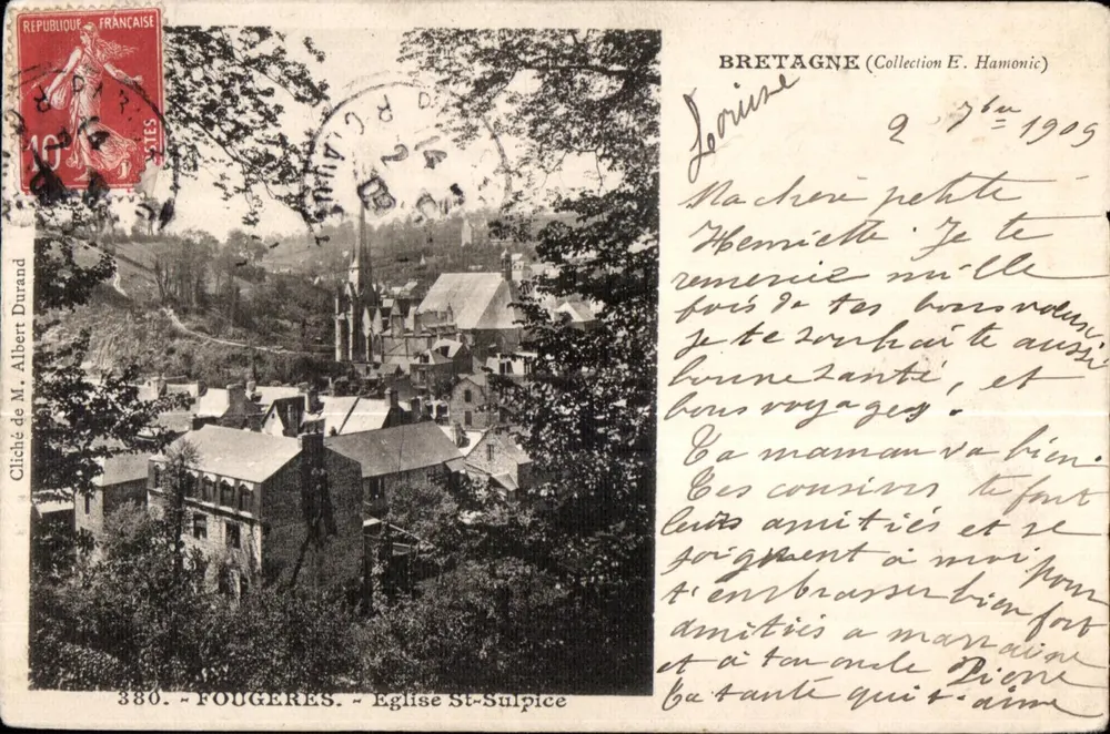 Fougeres - Chiesa di San Sulpizio — Cliché di M. Albert Durand, n°380 — Collezione E. Hamonic - Recto