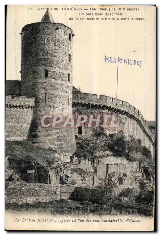 Schloss Fougères — Turm Mélusine (12. Jahrhundert) — Verlag unbekannt, Nr. 23 - Vorderseite