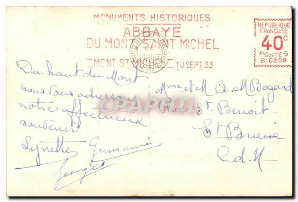 Abtei Mont-Saint-Michel — Die Aumönerie — Éditions Monuments Historiques, n°40 - Rückseite