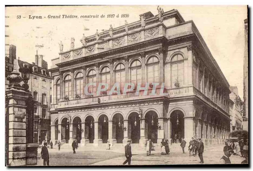 Lyon - Grote Theater, gebouwd tussen 1827 en 1830 - Voorkant
