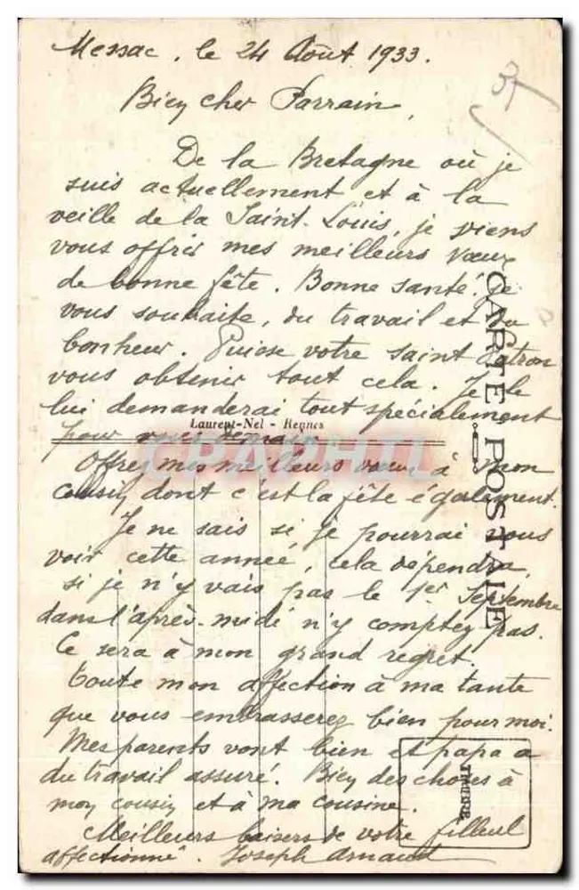 Rennes - O Palácio Saint Georges — Magdelaine DLFayette, n°201 - Verso