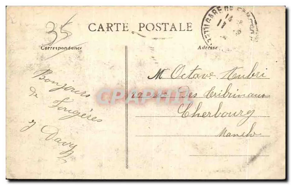 Fougères - Das Schloss (Westseite) — Sammlung J. Roquet, Fougères - Rückseite