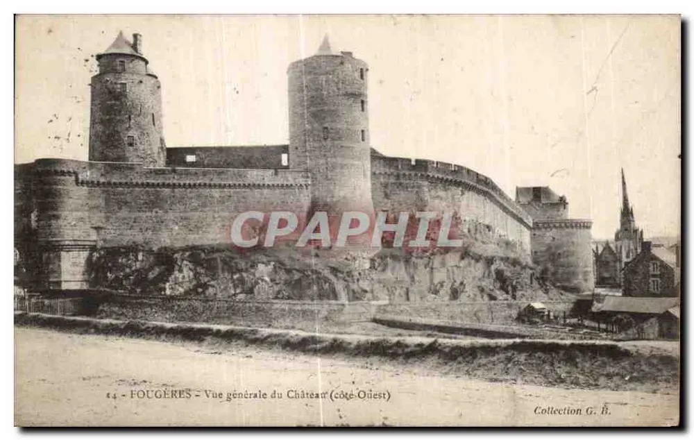 Fougeres - Allgemeiner Blick auf den Schloss (Westseite) — Sammlung G. B. - Vorderseite