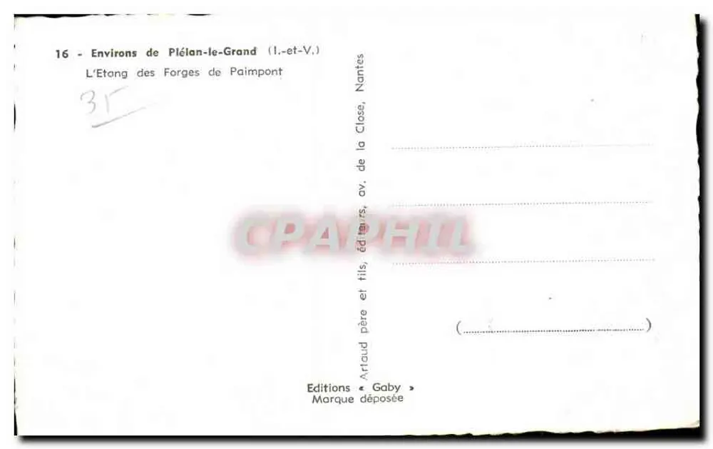 Der Schmiedeteich von Paimpont — Umgebung von Plélan-le-Grand (Ille-et-Vilaine) — Éditions Gaby - Rückseite