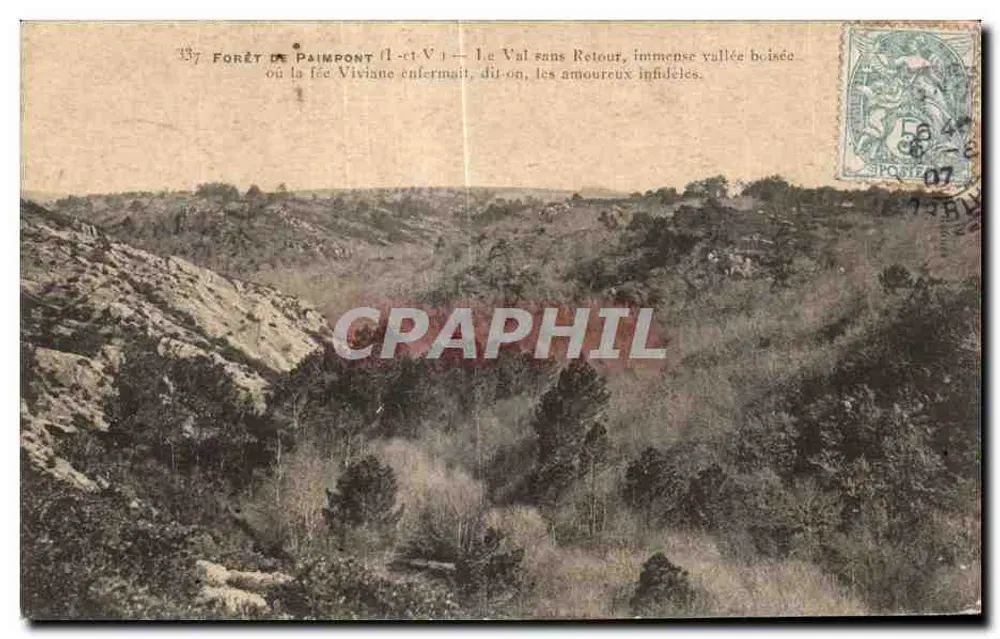 Wald von Paimpont — Le Val sans Retour, riesige bewaldete Schlucht, in der die Fee Viviane angeblich untreue Liebhaber gefangen hielt — Verleger nicht sichtbar, Nr. 337 - Vorderseite