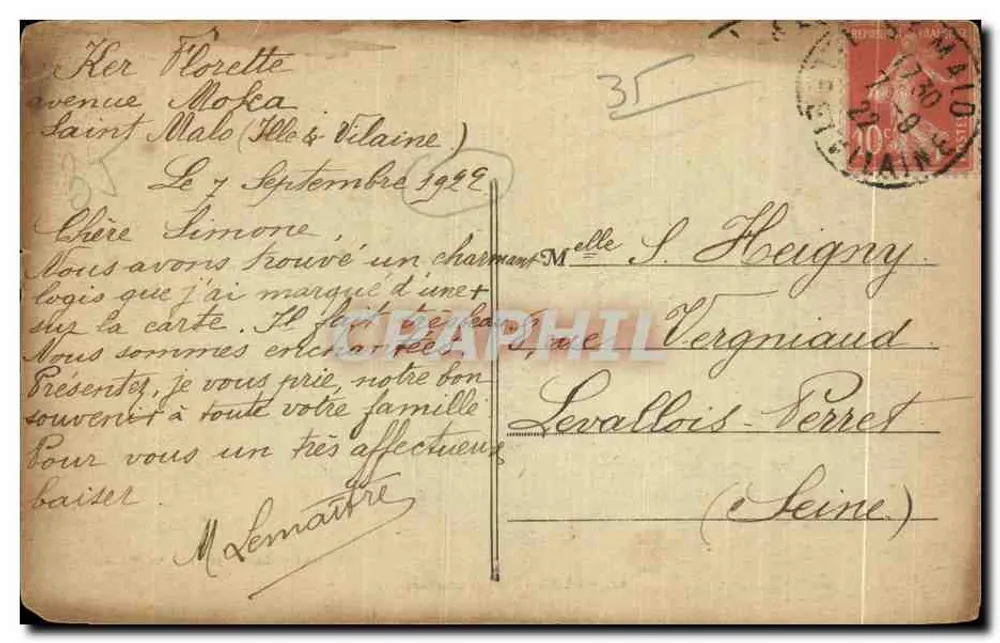 Paramé — Visão geral — Edit. Labbé, pintor, Av. Pasteur - Verso