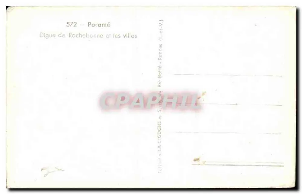 Digue de Rochebonne und die Villen — Paramé — Ausgabe « LA CIGOGNE », Serie « du Pré-Botté - Rennes » - Rückseite