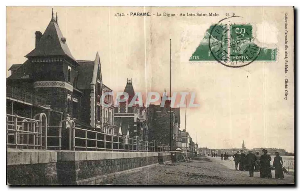 Paramé — La Digue — Au loin Saint-Malo — G. F. Éditeur - Frente