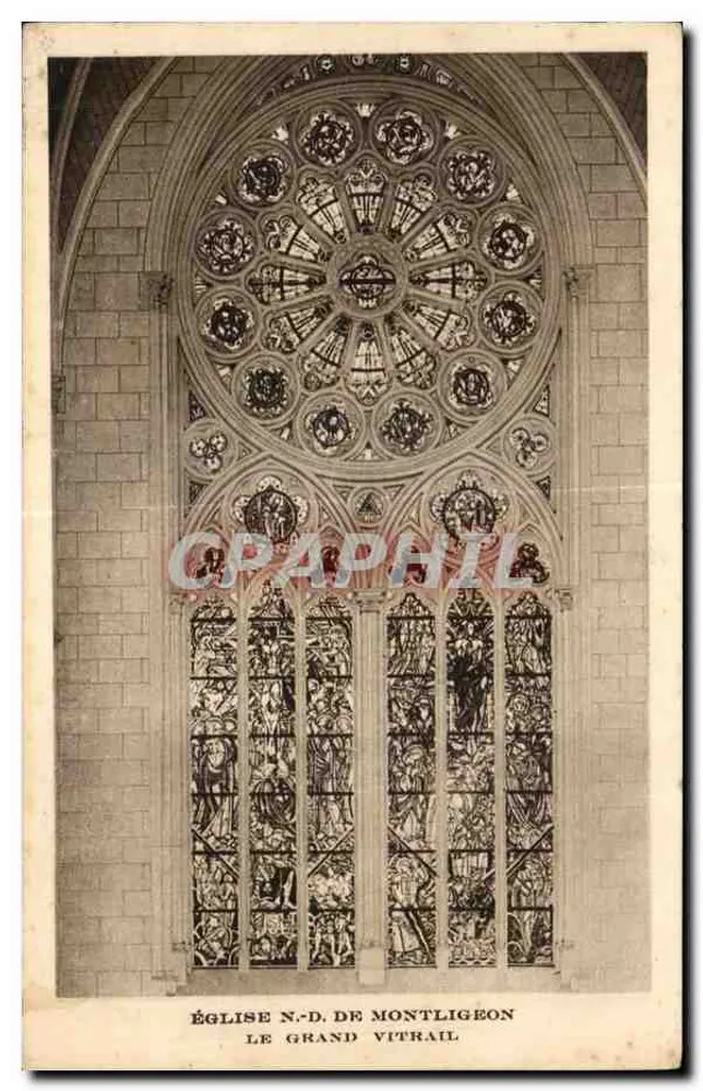 Kirche Notre-Dame von Montligeon — Das große Bleiglasfenster — De Gerval, Paris - Vorderseite