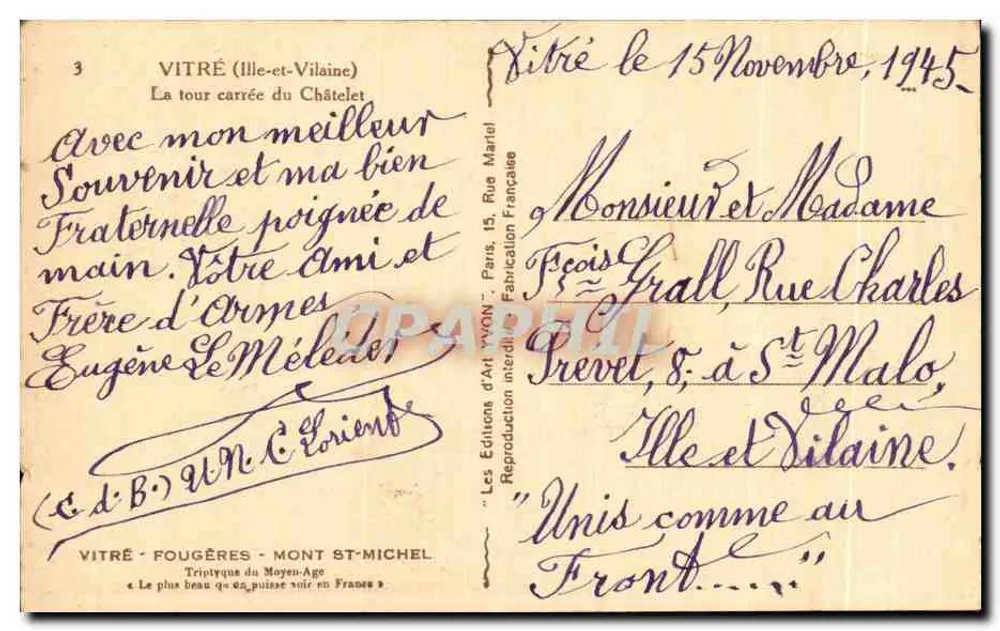 Vitré (Ille-et-Vilaine) — Die quadratische Turm des Châtelet — Éditions d'Art VYON - Rückseite