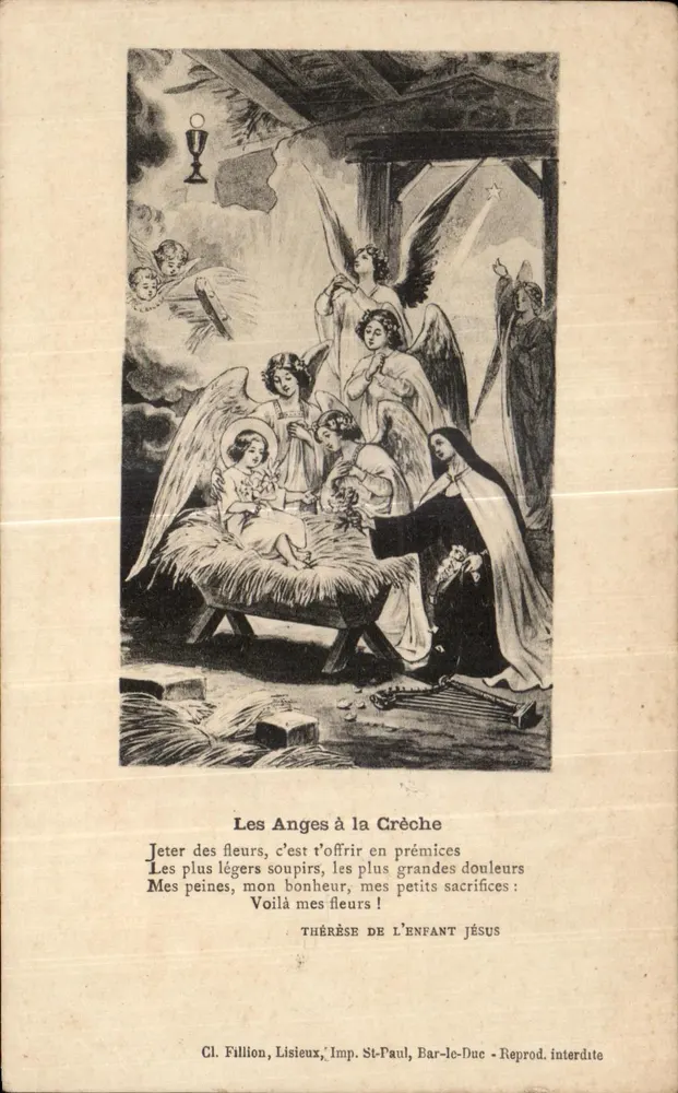 Os Anjos na Manjedoura — Thérèse de l'Enfant Jésus — Cl. Fillion, Lisieux, Imp. St-Paul, Bar-le-Duc - Frente