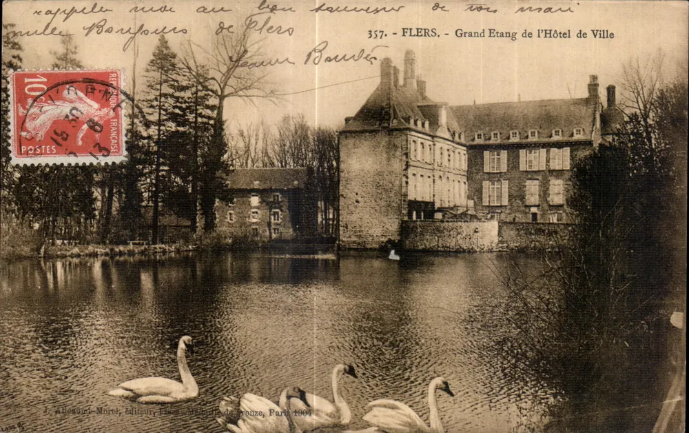 Flers — Grand Etang de l'Hôtel de Ville — J. Allemand-Morel, Verlag, Paris 1904 - Vorderseite