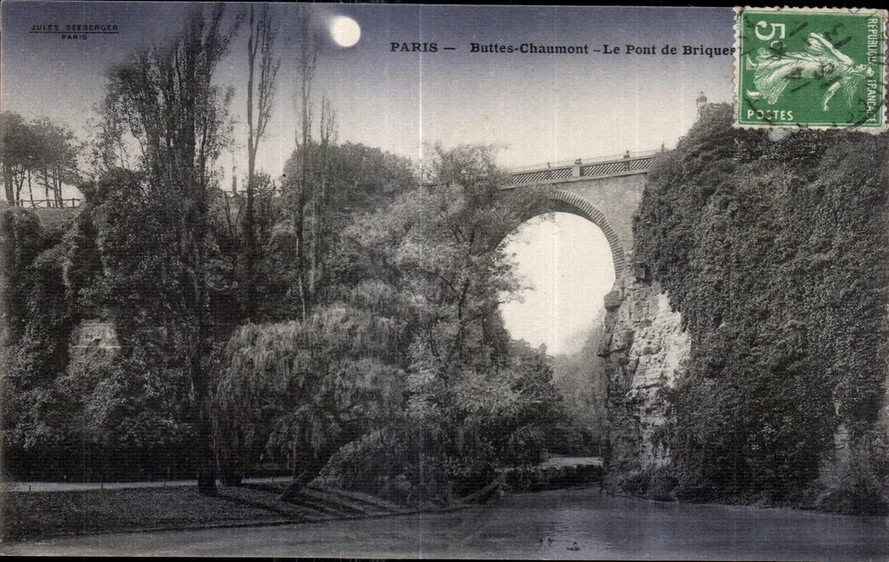 Paris — Buttes-Chaumont — O Ponte de Tijolos — Jules Seeberger - Frente
