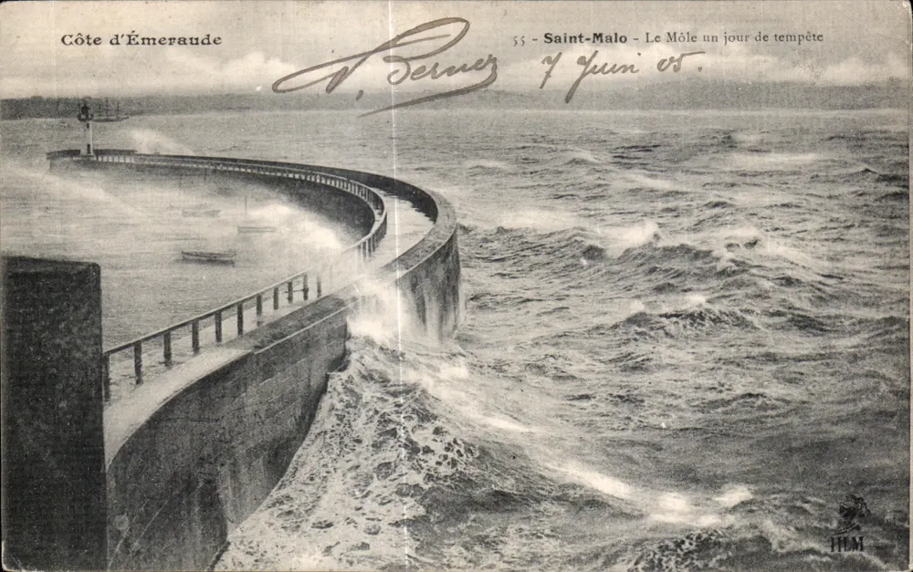 Saint-Malo — Der Môle an einem Sturmtag — V. Bernier, n° 35 - Vorderseite