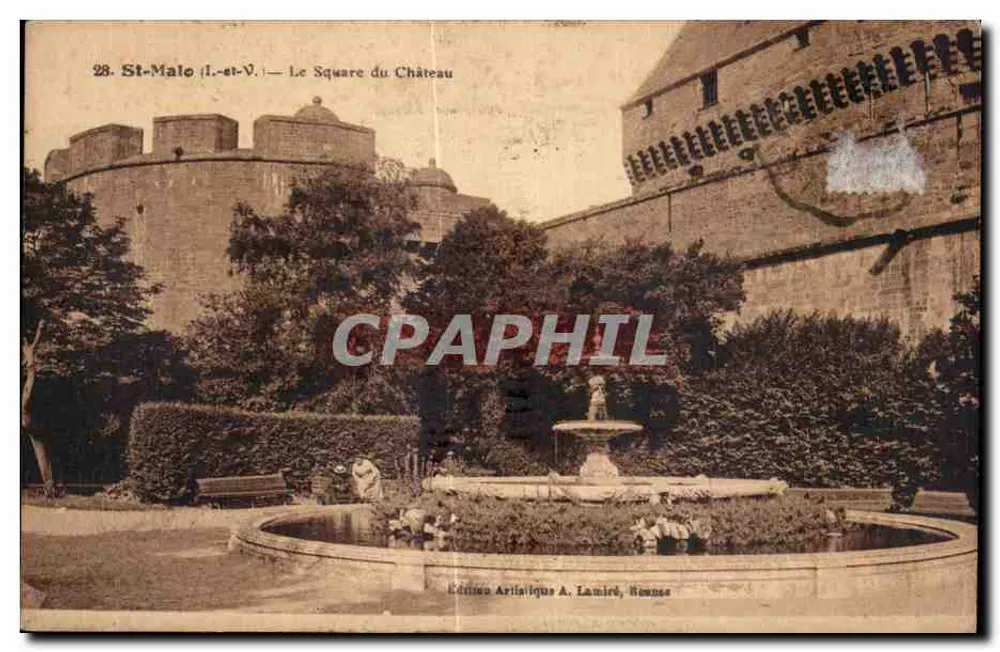 St-Malo (I.-et-V.) — O Square do Château — Edição Artística A. Lamiré, Rennes - Frente