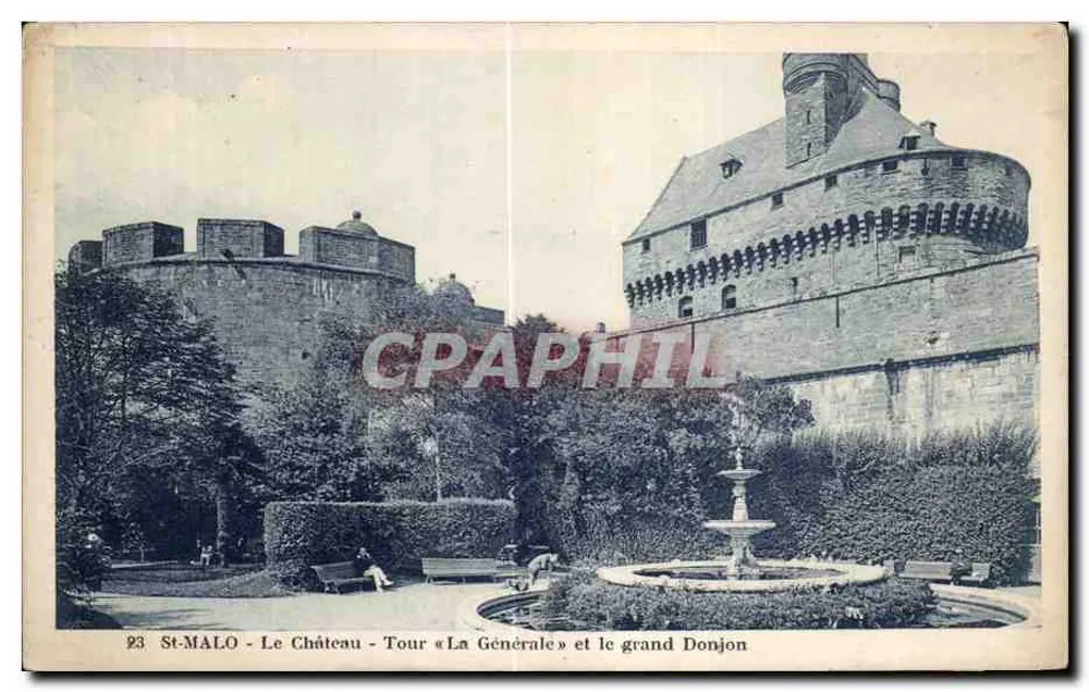 St-Malo - Das Schloss - Turm « La Générale » und der große Bergfried - Vorderseite