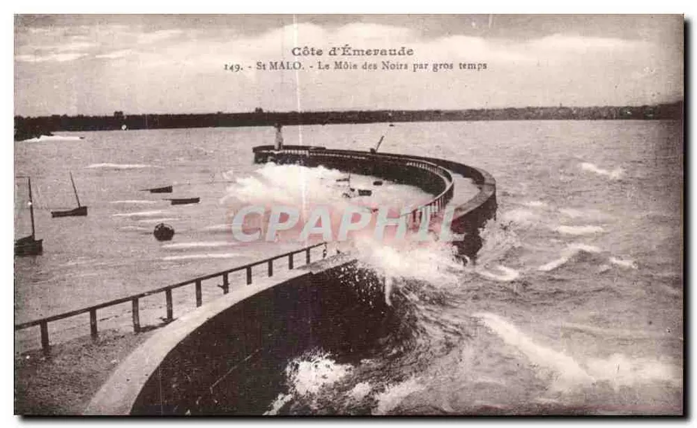 Côte d'Émeraude — Le Môle des Noirs bei Sturm — St MALO, Nr. 149 - Vorderseite