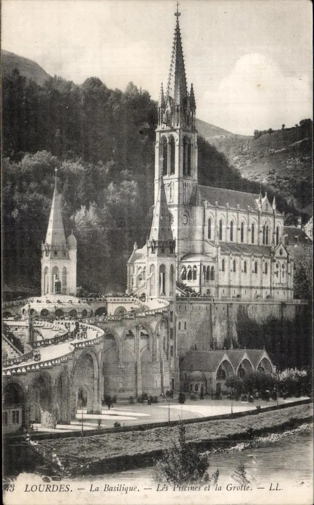 Lourdes — Die Basilika, die Becken und die Grotte — LL, n°43 - Vorderseite