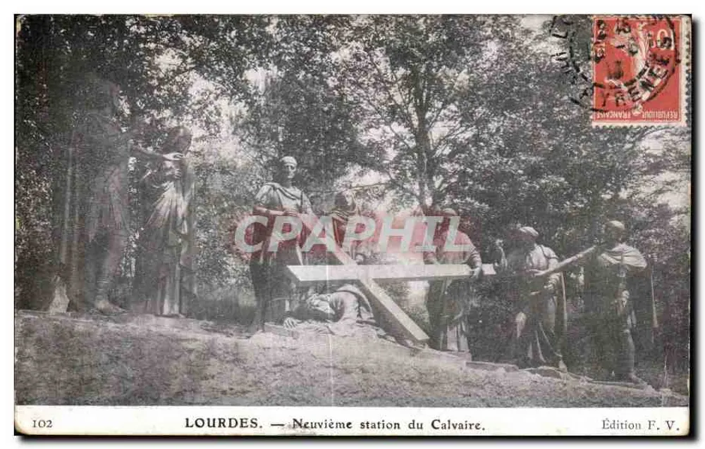 Lourdes — Neunte Station des Kreuzwegs — Edition F.V. - Vorderseite
