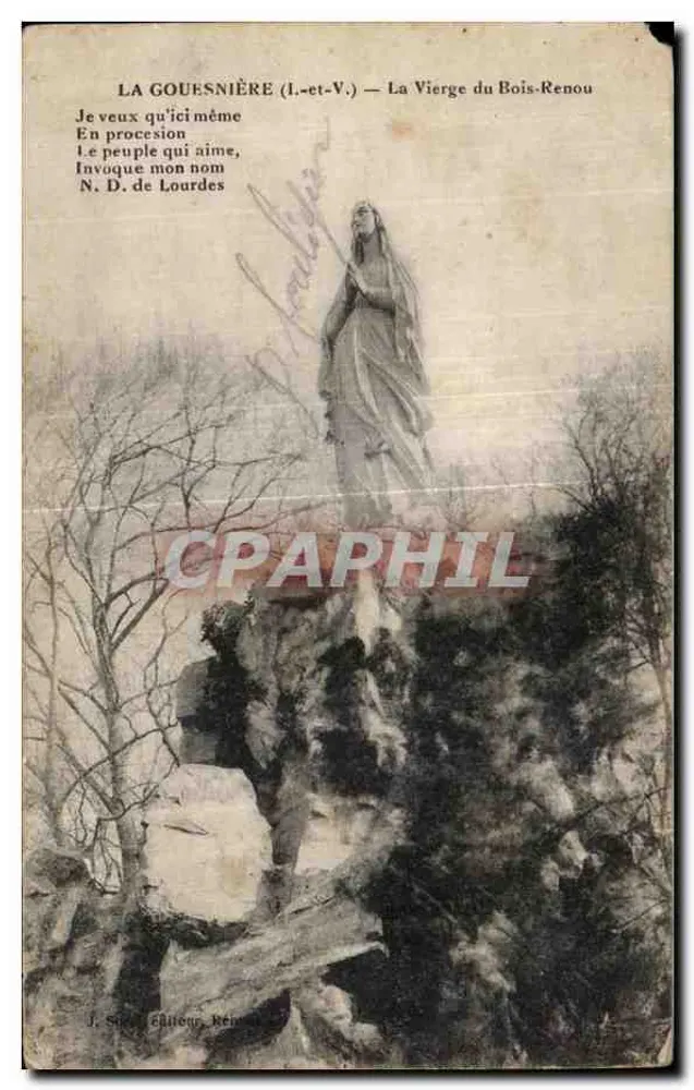 La Gouesnière (I.-et-V.) — La Vierge du Bois-Renou, statue sur rocher - Vorderseite