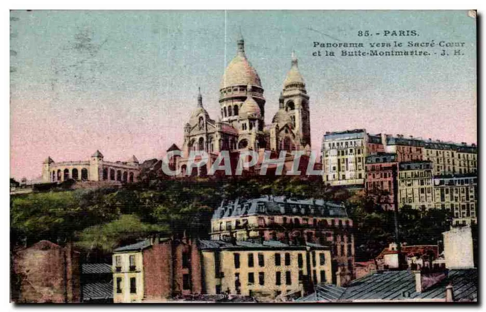 Paris - Panorama in Richtung Sacré-Cœur und Butte-Montmartre — J. H. — n° 85 - Vorderseite