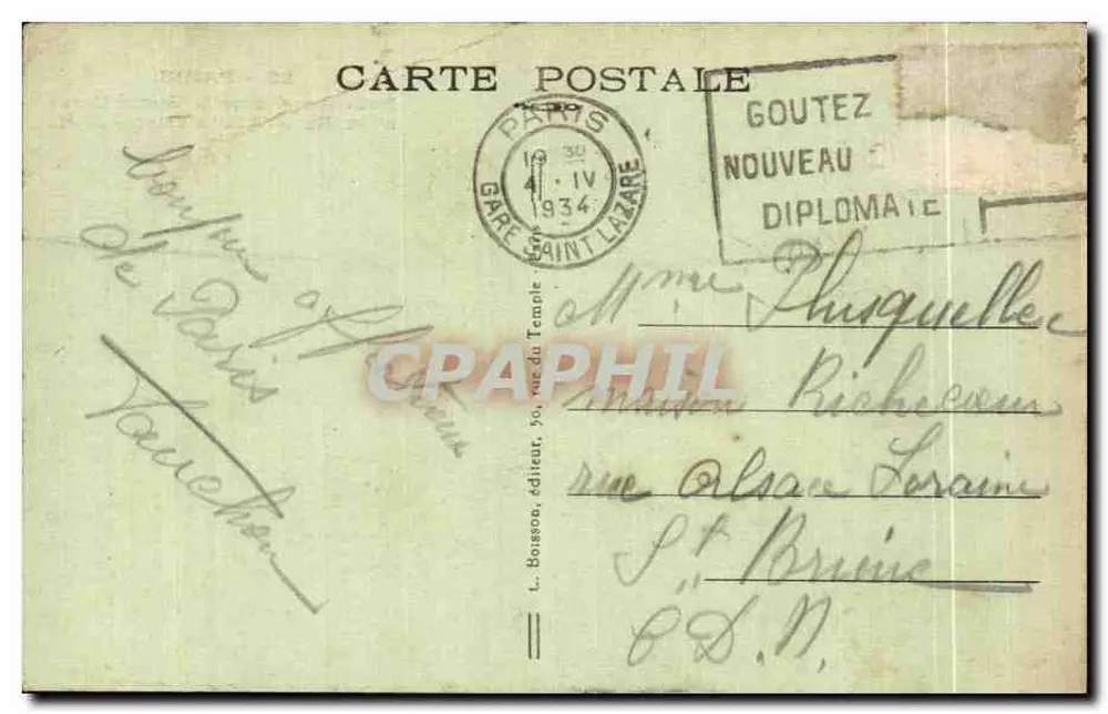 Paris - Panorama in Richtung Sacré-Cœur und Butte-Montmartre — J. H. — n° 85 - Rückseite