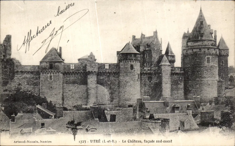 Vitré (Ille-et-Vilaine) - O Castelo, fachada sudoeste — Artaud-Nozaïs, Nantes, n° 1723 - Frente