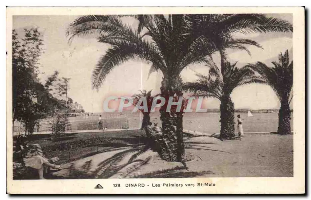 Dinard - Os Palmieres em direção a St-Malo — Bilhete postal antigo n°128, editor Dinard - Frente