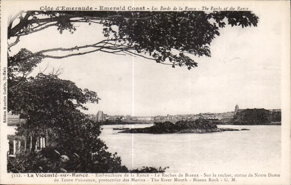 La Vicomté-sur-Rance - Mündung der Rance - Die Roches de Bizeux - Auf dem Felsen, Statue der Notre Dame de Toute Puissance, Schutzpatron der Seefahrer - G. M. - Edition Maurice Gudérin, n° 5112 - Vorderseite