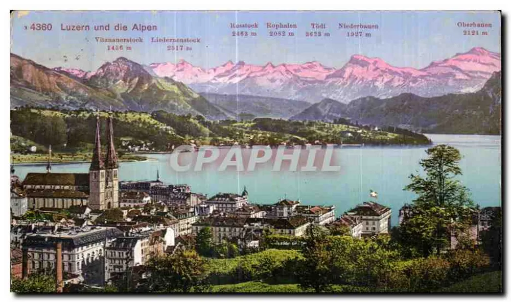 Luzern e as Alpes — vista panorâmica com montanhas e lago — Edição Photoslob, Zurique - Frente