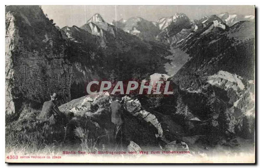Säntlis-See und Santisgruppe vom Weg zum Hohenkasten — edition Photoglobe Co. Zürich, n° 4358 - Vorderseite