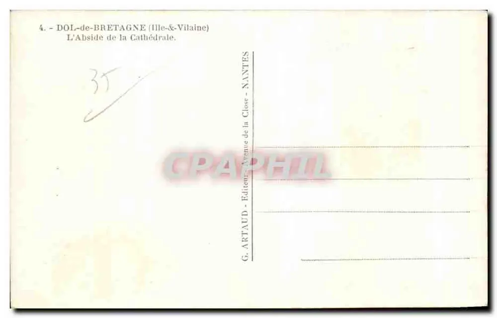 Dol-de-Bretagne (Ille-et-Vilaine) — L'Abside de la Cathédrale — G. Artaud, Nantes - Verso