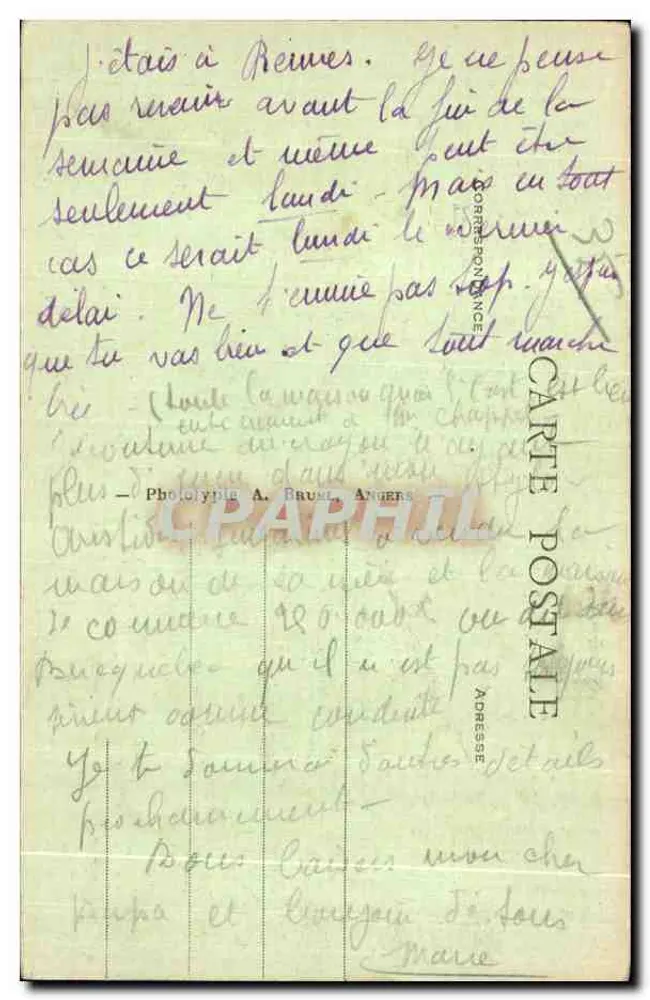 Rennes (Il-et-V.) — As Arcadas do Palácio de Justiça — A.B. n°37 - Verso