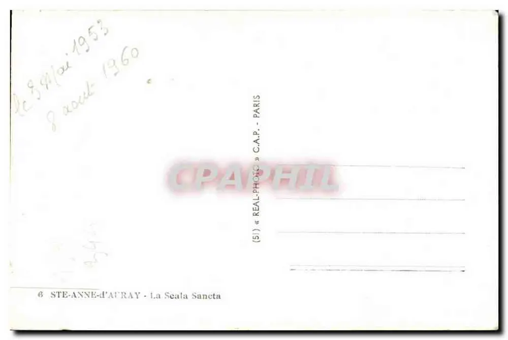 Ste-Anne-d'Auray — La Scala Sancta — uitgever C.A.P. n°6 - Achterkant